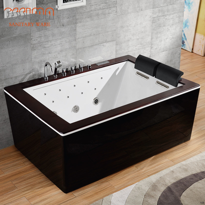 2 Person Freestanding Jetted Bathtub Hotel Indoor Whirlpool Wooden Top